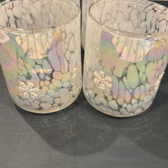 Anthropologie Icon Juice Glass: Confetti Snowflake Iridescent Set of 4 - Picture 3 of 5